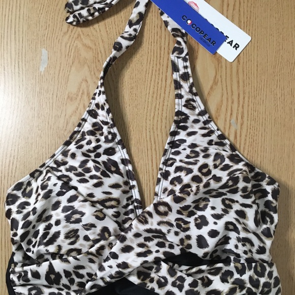 B71 New Women’s Cocopear 1pc Swimsuit Animal Print Black Size Medium - Picture 5 of 8